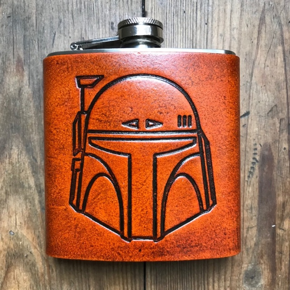 NEW Boba Fett Star Wars Handmade Leather Flask 6oz
